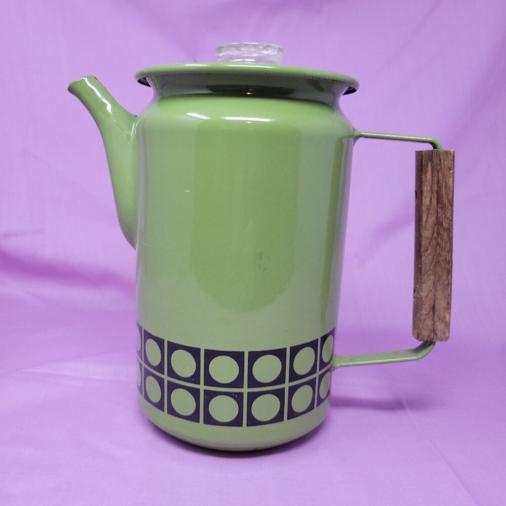 MCM Vintage Green Enamel Coffee Percolator